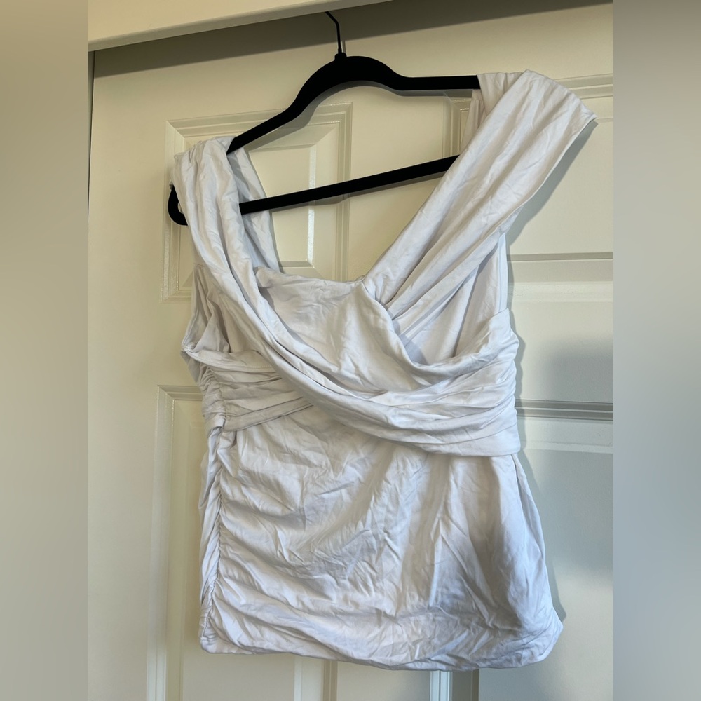 Off-The-Shoulder Ruched Wrap Top - Picture 2 of 9